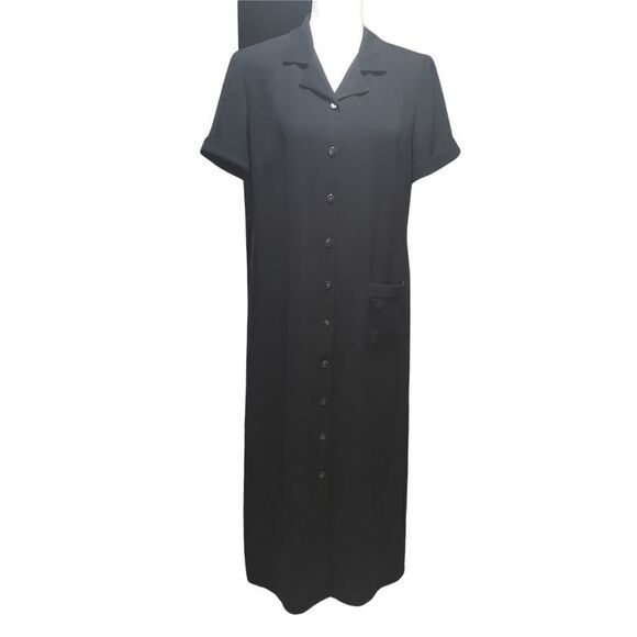 Talbots Black Collared Button Down Dress Size 12 - Picture 1 of 13